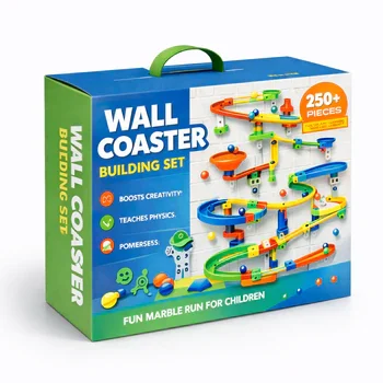 Custom toy packaging boxes for wall coaster building set with colorful design for kids educational toy packaging and retail display