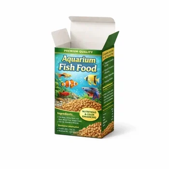 Custom tuck top box for aquarium fish food packaging printed retail folding carton