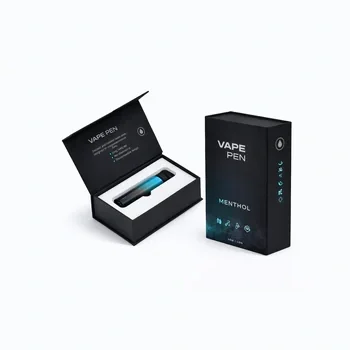 Premium vape packaging box with magnetic lid and foam insert for secure vape pen storage, Magnetic Vape Box