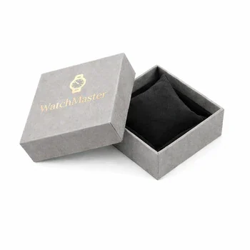 Luxury custom watch box with grey rigid structure and soft cushion insert for premium watch packaging and branding, Custom Watch Boxes