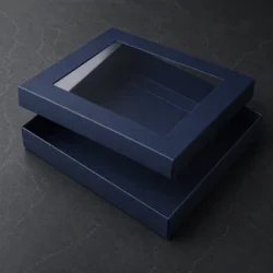 Custom window cut box packaging with transparent display for product visibility