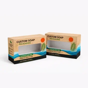 Custom kraft window soap packaging box eco friendly printed window carton for soap