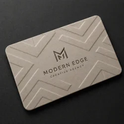 Embossed printing finish with raised texture pattern on premium card
