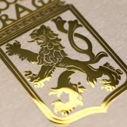 Gold foil stamping finish with luxury metallic effect on packaging artwork