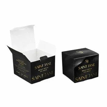 Luxury cosmetic packaging box in black with gold foil print premium rigid box for beauty products