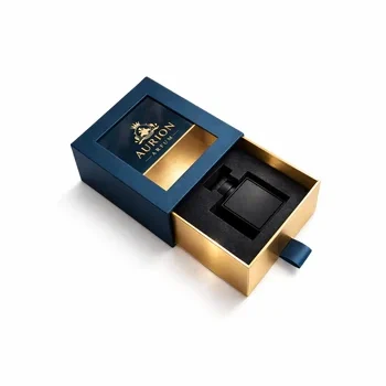 Premium perfume window box packaging with die cut display luxury fragrance packaging design