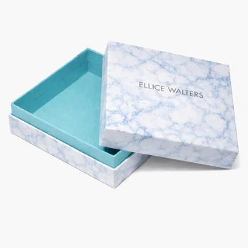 Marble design shoulder neck rigid box with modern luxury look for cosmetic packaging