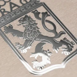 Silver foil stamping finish with metallic shine on luxury packaging design